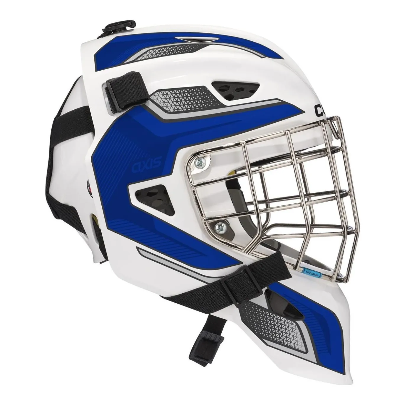 CCM Målvaktsmask Axis F5 Certified Cat-Eye Dekal Yth White/Royal