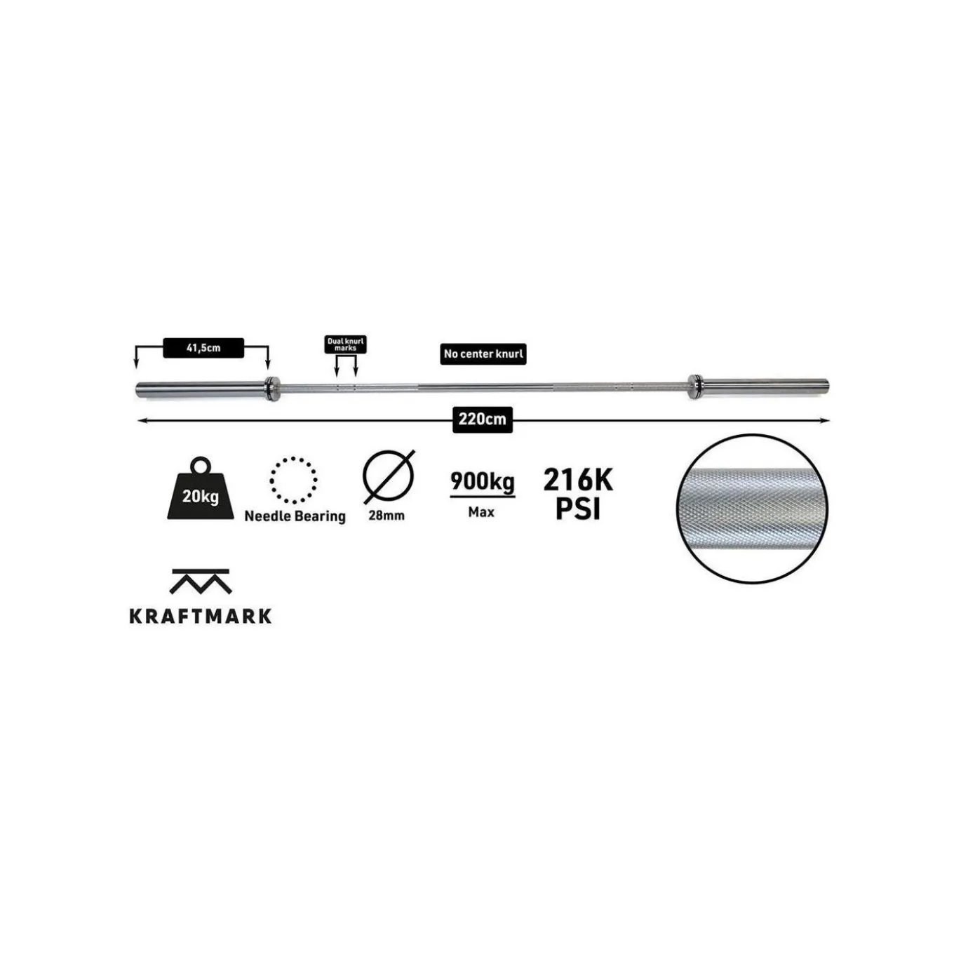 Kraftmark Internationell Skivstång 50Mm Cf 20Kg 3.0